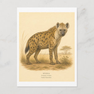 Carte Postale Illustration d'hyène de style vintage