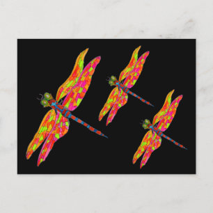 Carte Postale Illustration d'insecte néon libellule