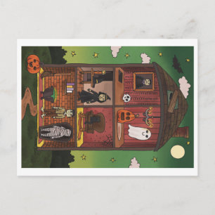 Carte Postale Illustration d'intérieur de maison hantée Hallowee