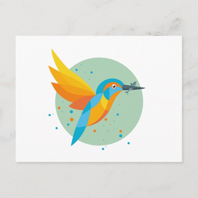 Carte Postale Illustration d'oiseaux - Kingfisher (Devant)
