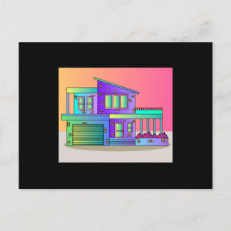 Carte Postale Illustration Dream House Villa Effects