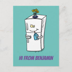 Carte Postale Illustration drôle de réfrigérateur