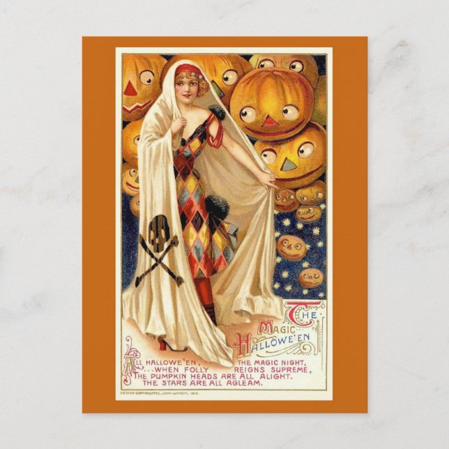Carte Postale Illustration drôle d'Halloween vintage (Devant)