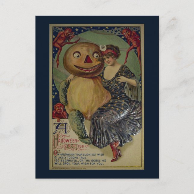 Carte Postale Illustration drôle d'Halloween vintage (Devant)