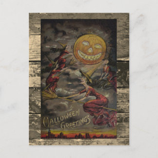 Carte Postale Illustration drôle et rare d'Halloween vintage