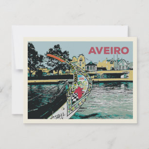 Carte Postale "Illustration du bateau Moliceiro à Aveiro Portuga