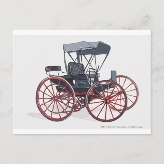 Carte Postale Illustration du calèche sans cheval (Devant)