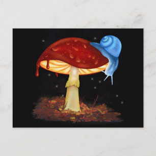 Carte Postale Illustration du champignon rouge de l'escargot ble