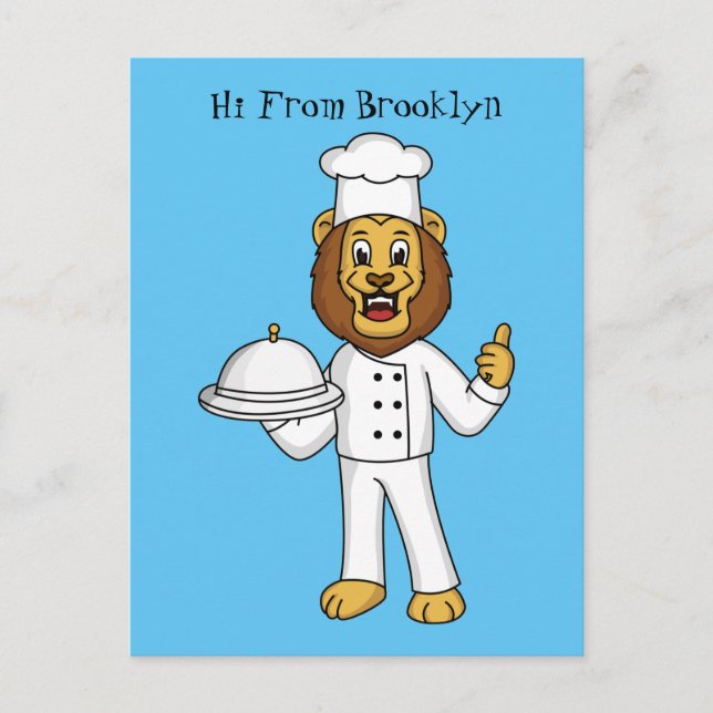 Carte Postale Illustration du chef mignon lion (Devant)