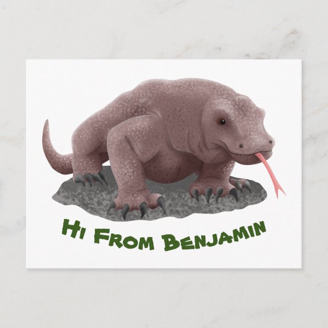Carte Postale Illustration du dragon de Komodo (Devant)