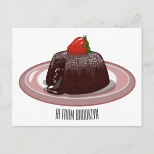 Carte Postale Illustration du gâteau de lave au chocolat