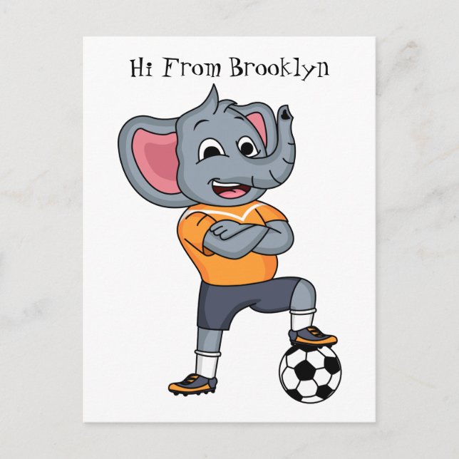 Carte Postale Illustration du joueur de football éléphant (Devant)