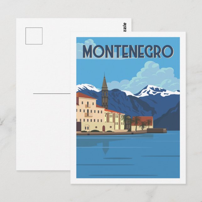 Carte Postale Illustration du lieu de voyage célèbre au Monténég (Devant / Derrière)