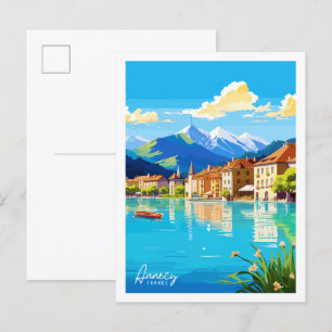 Carte Postale Illustration du lieu de voyage vintage Annecy Fran