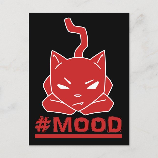 Carte Postale Illustration du logo rouge du chat #MOOD (Devant)