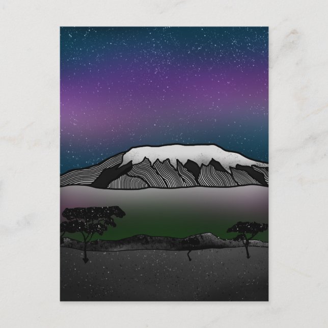 Carte Postale Illustration du mont Kilimandjaro (Devant)