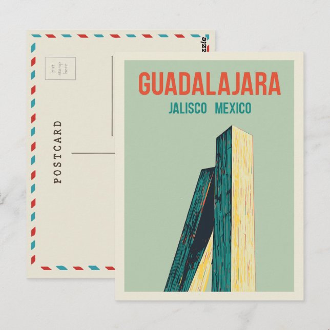 Carte Postale illustration du monument de Guadalajara, Jalisco M (Devant / Derrière)