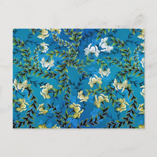Carte Postale Illustration du motif Floral bleu vintage (Devant)