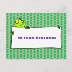 Carte Postale Illustration du panneau de grenouille verte mignon