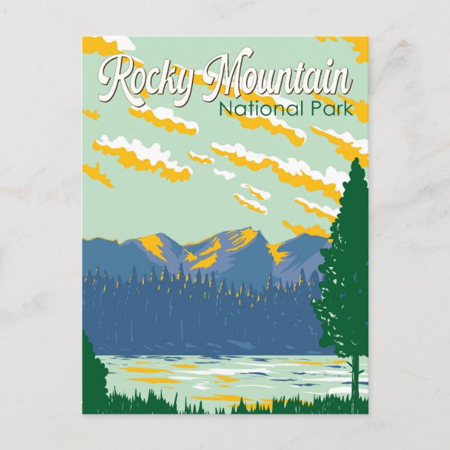 Carte Postale Illustration du Parc national des Rocheuses (Devant)