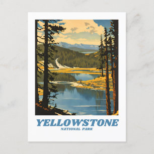 Carte Postale Illustration du parc national Yellowstone retro Dé