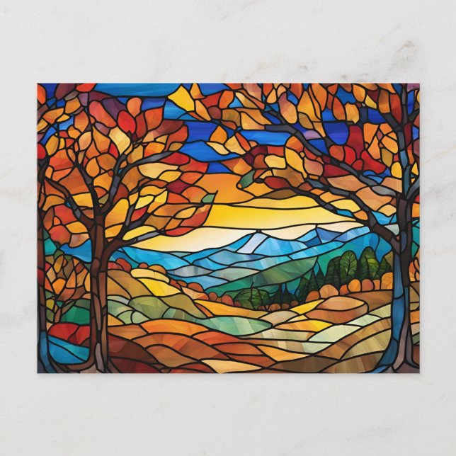 Carte Postale Illustration du paysage d'automne (Devant)