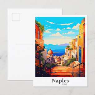 Carte Postale Illustration du portrait Vintage voyage de Naples 