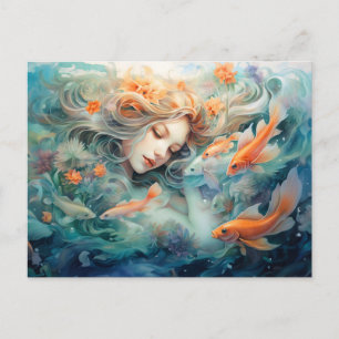 Carte Postale Illustration du signe du zodiaque Poissons