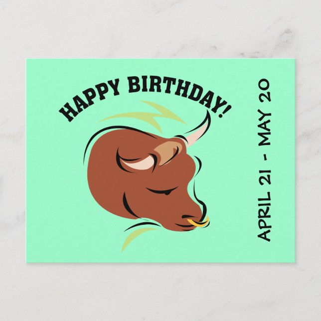 Carte Postale Illustration du symbole zodiaque artistique Taurus (Devant)