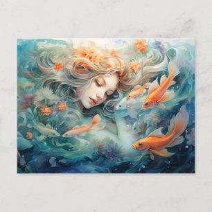 Carte Postale Illustration du symbole zodiaque des Poissons