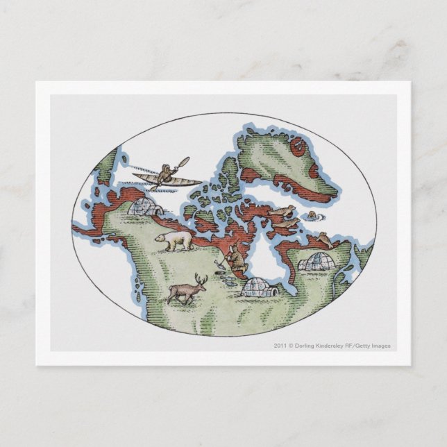 Carte Postale Illustration du territoire inuit (Devant)