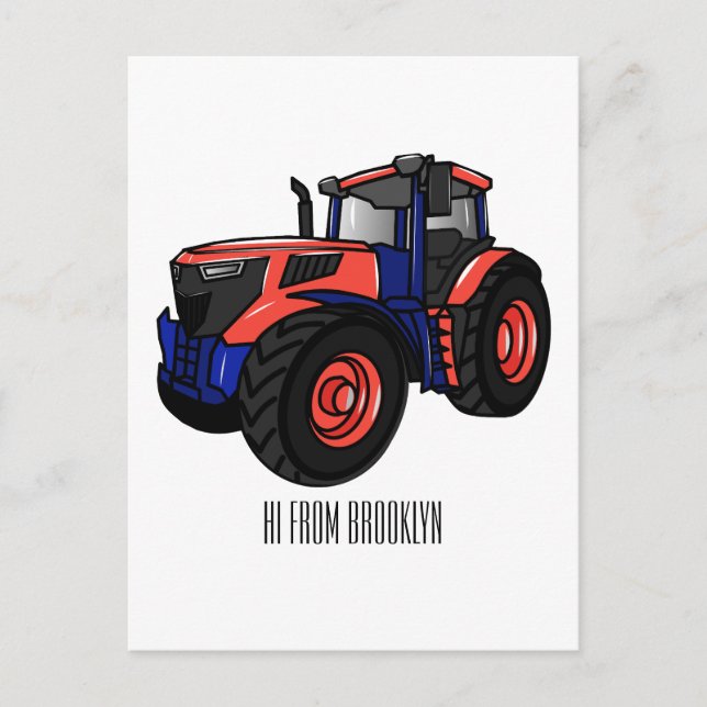 Carte Postale Illustration du tracteur (Devant)