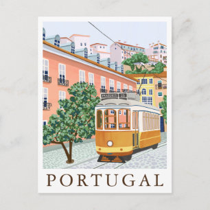 Carte Postale Illustration du tramway de Lisbonne au Portugal Eu
