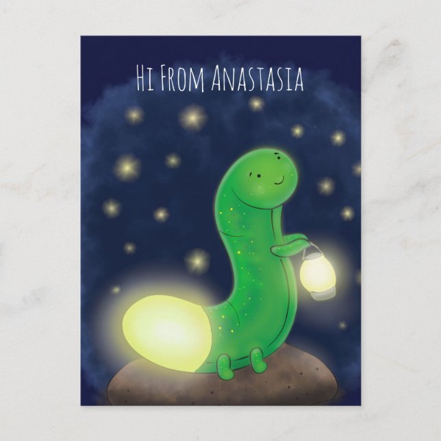 Carte Postale Illustration du ver vert mou (Devant)