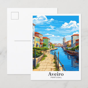 Carte Postale Illustration du Vintage voyage artistique Aveiro P