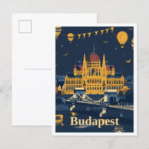 Carte Postale Illustration du Vintage voyage artistique Budapest