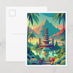 Carte Postale Illustration du Vintage voyage artistique de Bali 