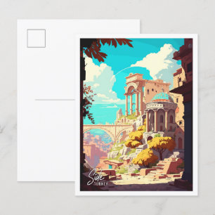 Carte Postale Illustration du Vintage voyage artistique de Side