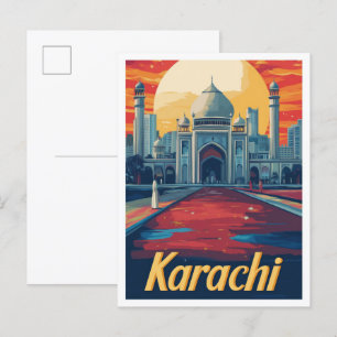 Carte Postale Illustration du Vintage voyage artistique Karachi 
