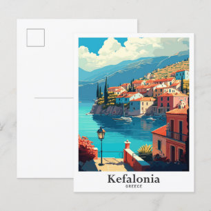Carte Postale Illustration du Vintage voyage artistique Kefaloni