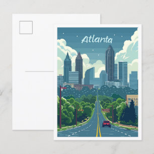 Carte Postale Illustration du Vintage voyage Atlanta Georgia