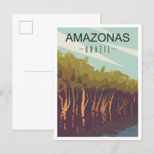 Carte Postale Illustration du Vintage voyage d'art Amazonas Brés