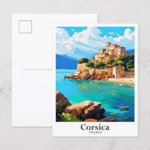 Carte Postale Illustration du Vintage voyage d'art de la Corse