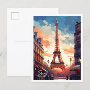 Carte Postale Illustration du Vintage voyage d'art de Paris Fran