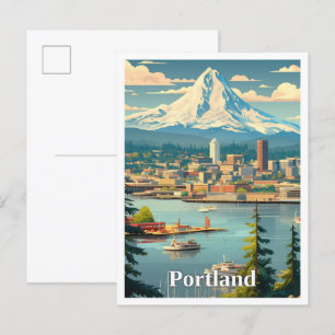 Carte Postale Illustration du Vintage voyage d'art de Portland O