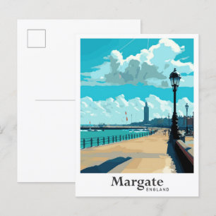 Carte Postale Illustration du Vintage voyage d'art Margate Engla