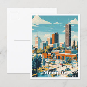 Carte Postale Illustration du Vintage voyage d'art Memphis Tenne