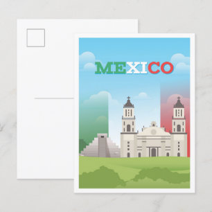 Carte Postale Illustration du Vintage voyage d'art mexicain