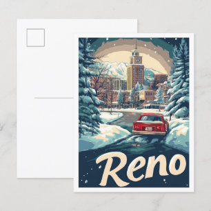 Carte Postale Illustration du Vintage voyage d'art Reno Nevada U