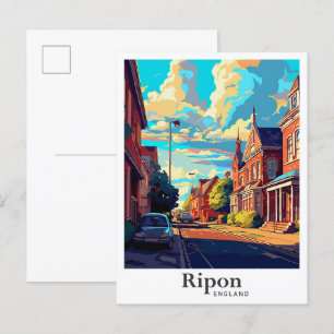 Carte Postale Illustration du Vintage voyage d'art Ripon England